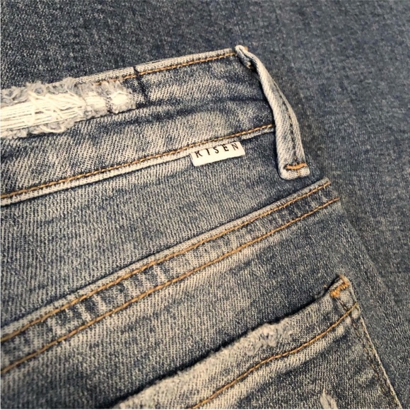 NWT Risen x Freckled Poppy Button Down Wide Leg Jeans Distressed Hem - Picture 7 of 10